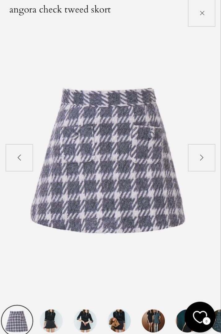 【sheller】angora check tweed skort