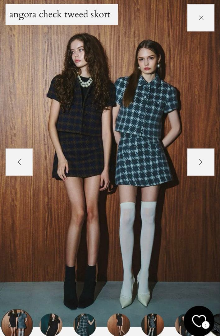【sheller】angora check tweed skort