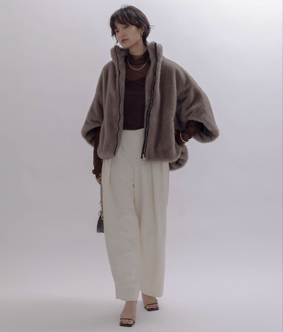 新品 エイミーロウEimee Lawミンクファー スタンドネックショートコート