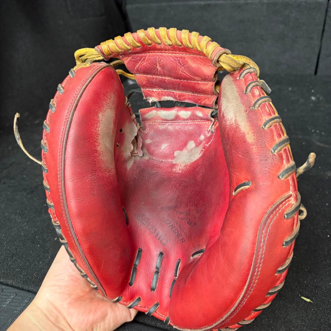 【送料無料】硬式グローブ　ミズノ　キャッチャーミット　レッド　軟式グローブ　赤