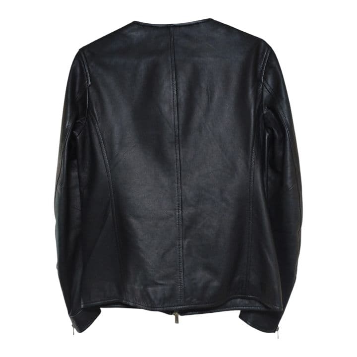 ABAHOUSE 本革 ノーカラージャケット ブラック レディース L相当