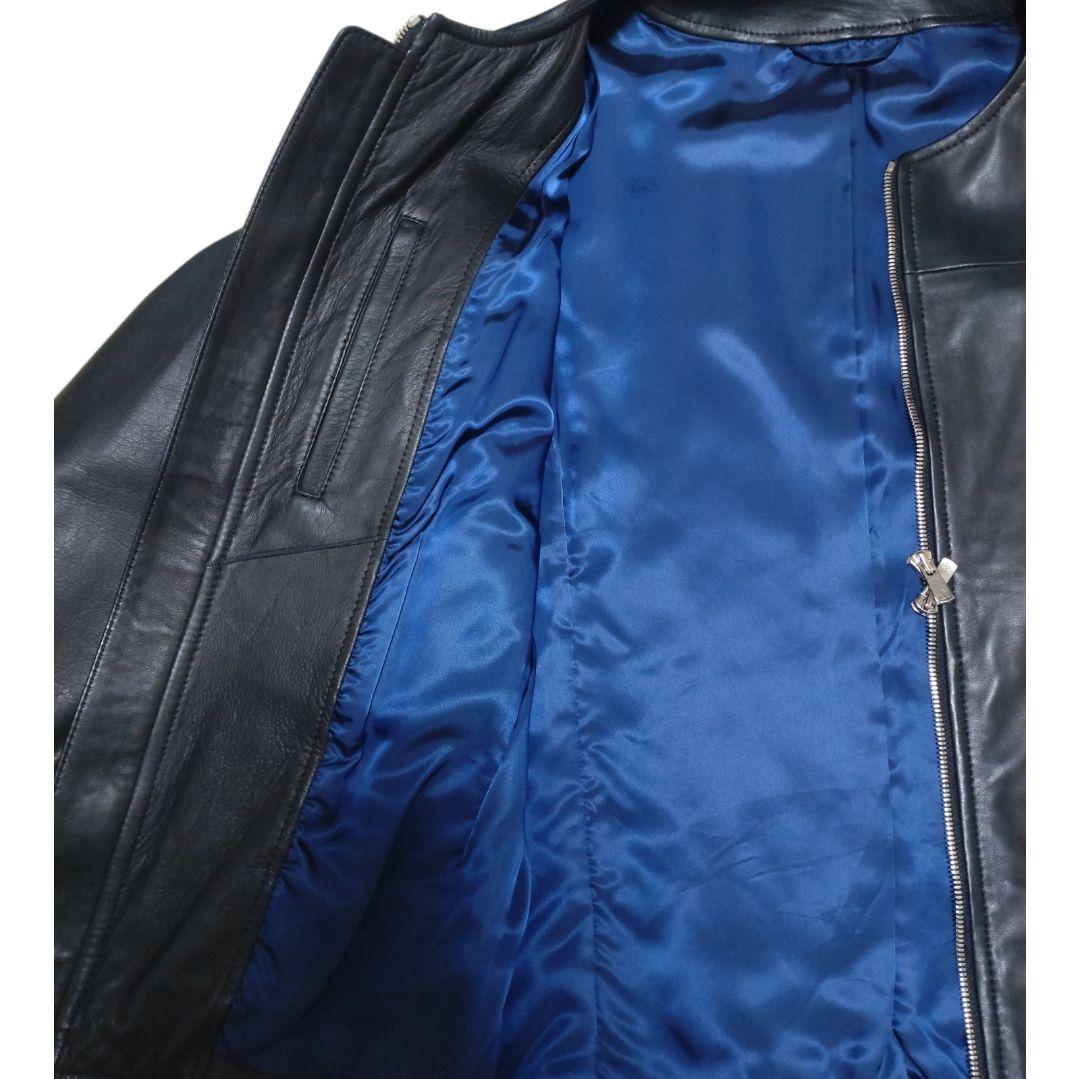 ABAHOUSE 本革 ノーカラージャケット ブラック レディース L相当