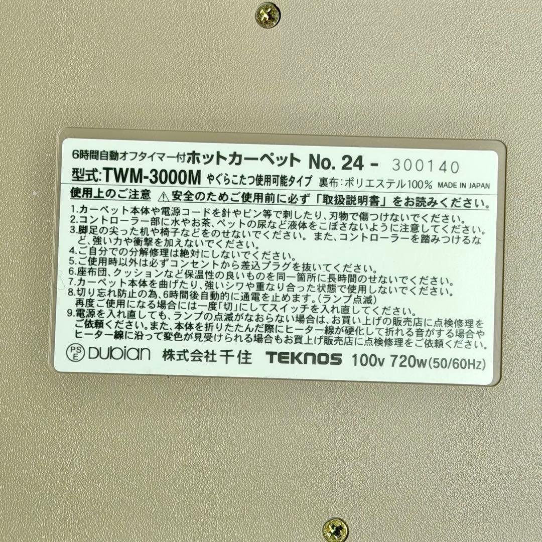 TEKNOS 木目フローリング調ホットカーペット 3畳相当タイプ