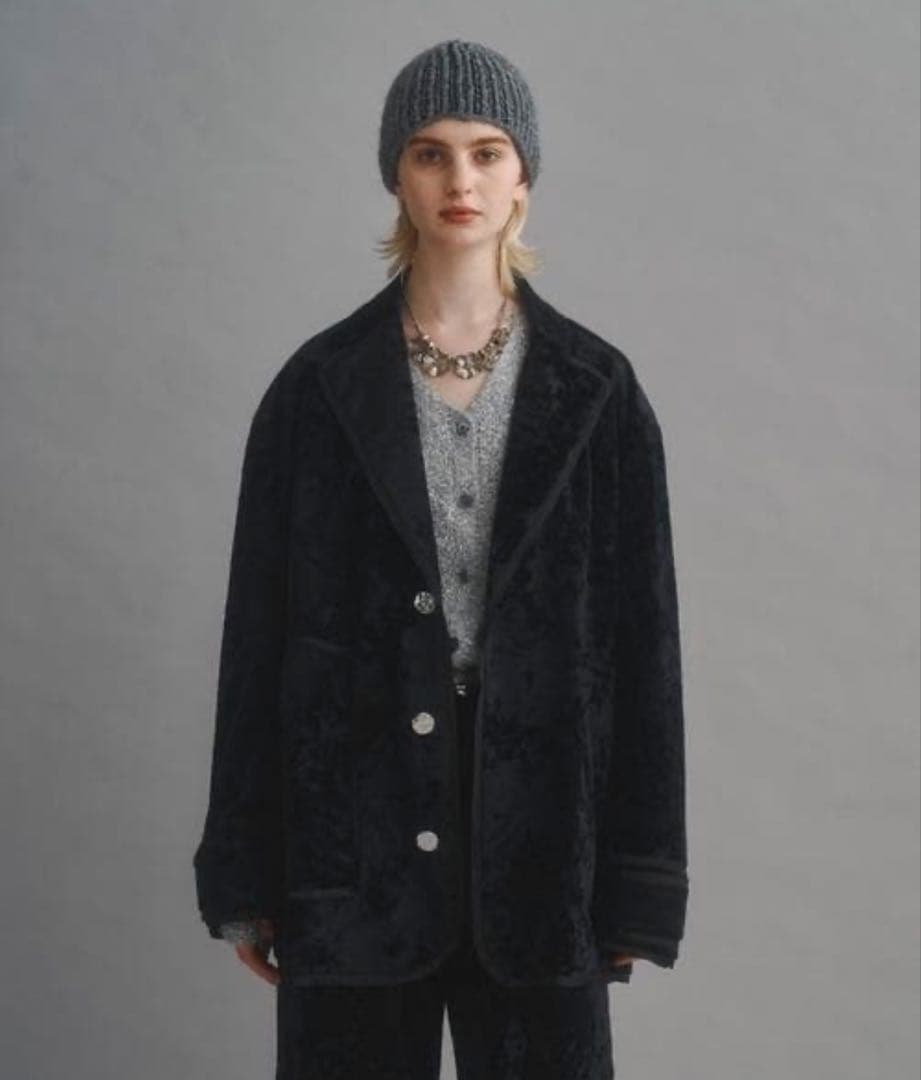 seyto クラッシュベロアシングルテーラードジャケット ブラック(完売品)