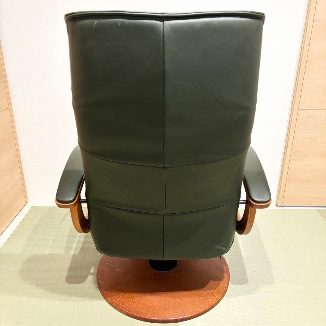 デンマーク製 KEBE ケベ 本革 リクライニングチェア KE ダークグリーン