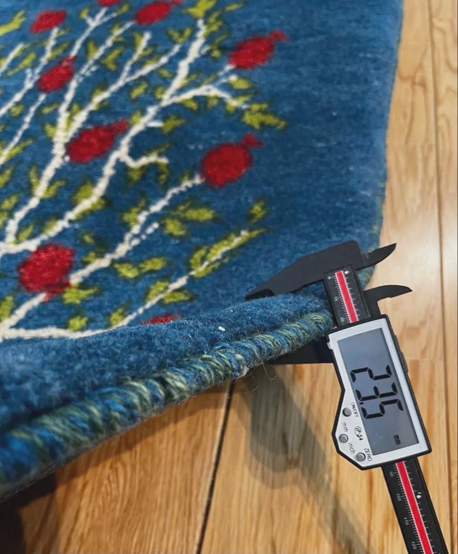 【年末キャンペーン】ペルシャ　ギャッベ 玄関　90×63 藍色　ザクロの木