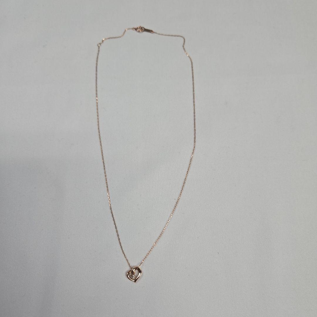 4℃ K10 ピンクゴールド ハート ネックレス ダイヤモンド 箱付き