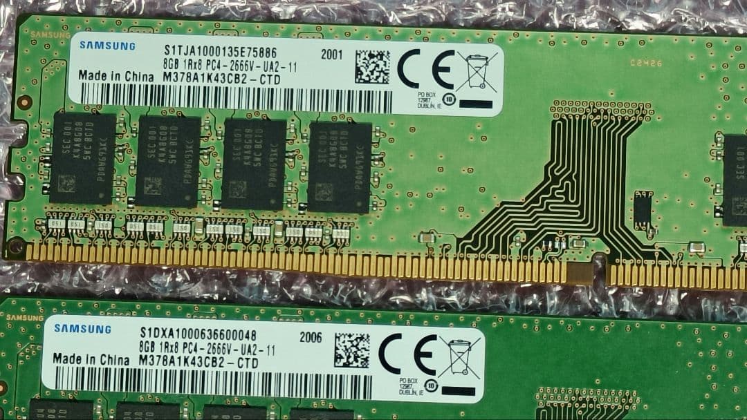 DDR4 8GBx2枚 16GB pc4-2666 動作確認済み ⑫