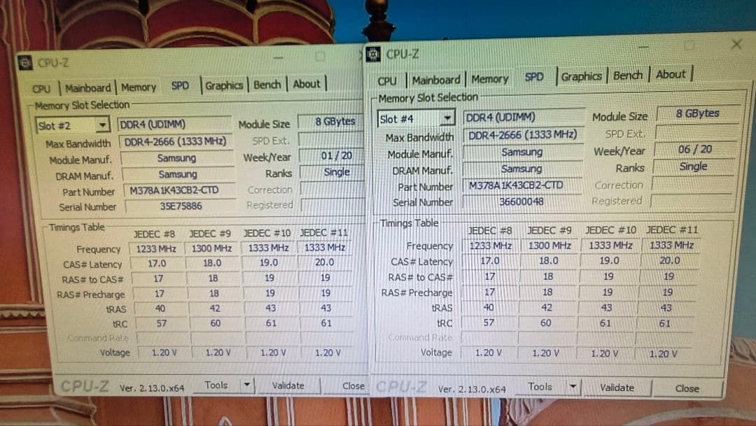 DDR4 8GBx2枚 16GB pc4-2666 動作確認済み ⑫