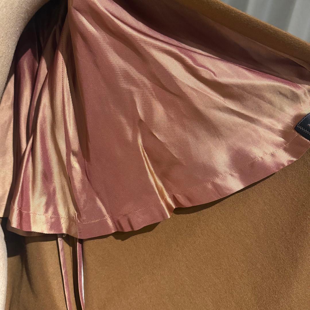 d*3様 美品 カシミア100% ファーポンチョ キャメル系