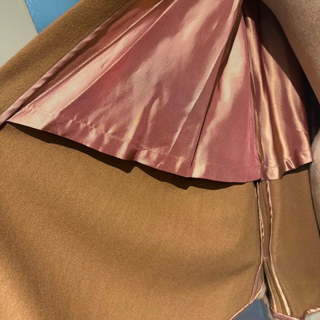 d*3様 美品 カシミア100% ファーポンチョ キャメル系