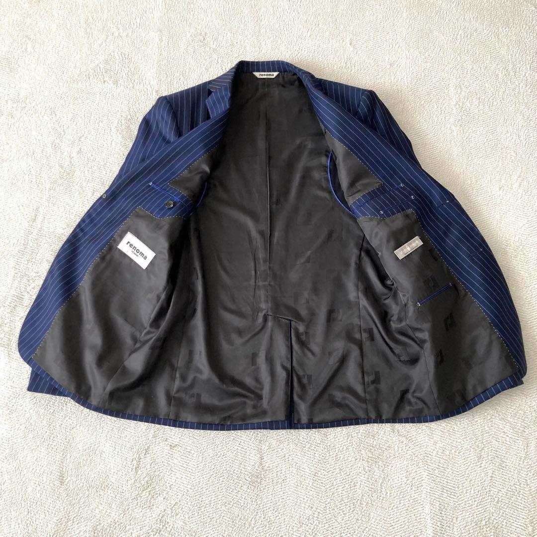 ✨美品✨ remoa HOMME 3ピース スーツ ネイビーストライプ AB5
