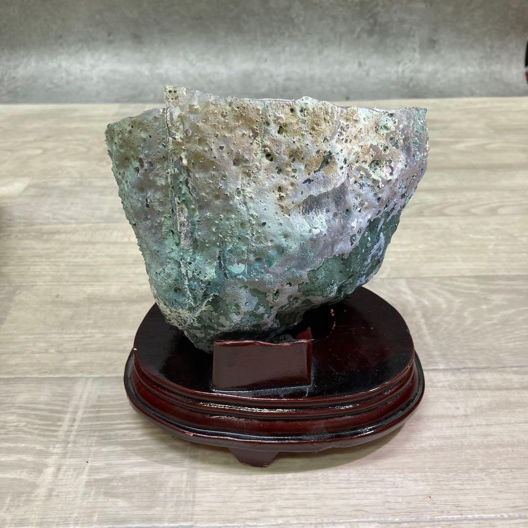 アメジスト クラスター 2.6kg 洞形 約15cm 木製台座 箱付き