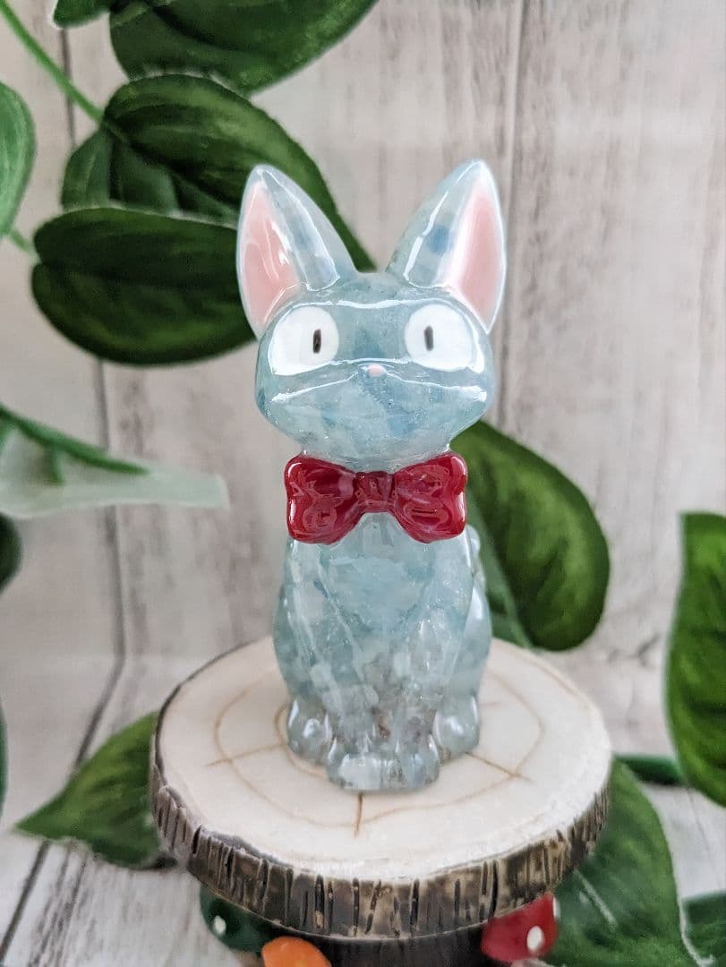 【ふーか】②ミニサイズ！ペリドットの蝶ネクタイねこちゃん形オルゴ☆他４点