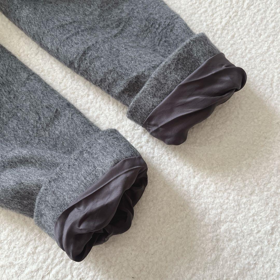 アベニールエトワール ウール カシミヤ ギャザー ワンピース グレー