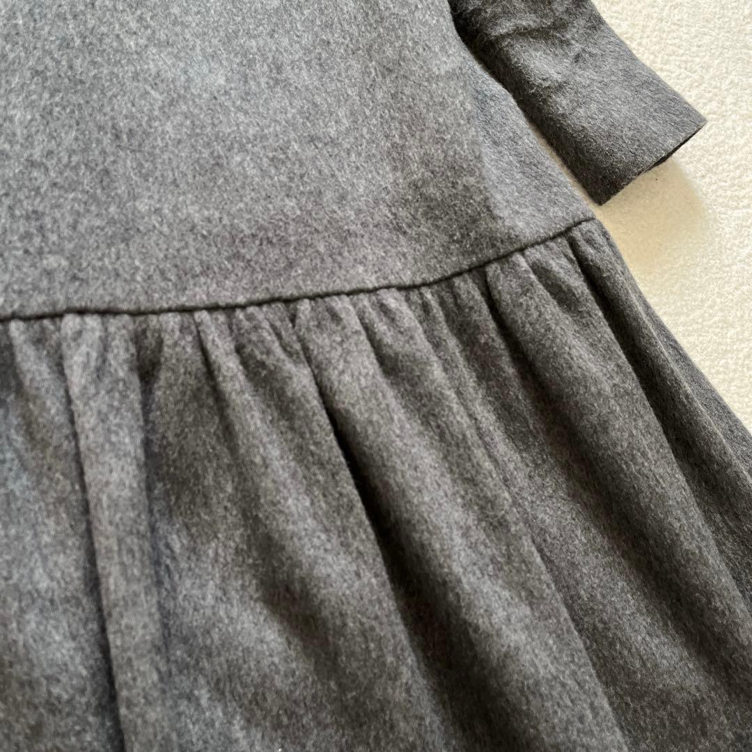 アベニールエトワール ウール カシミヤ ギャザー ワンピース グレー