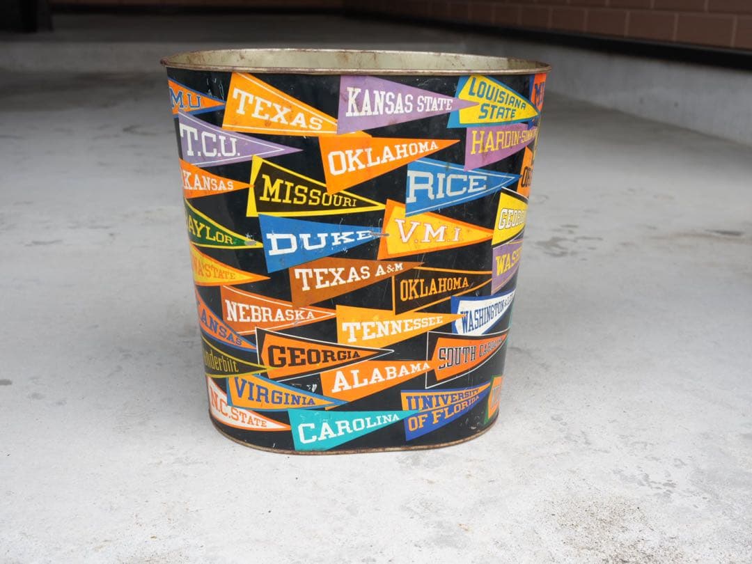 カレッジペナント　ダストボックス　ゴミ箱　ヴィンテージ アンティーク