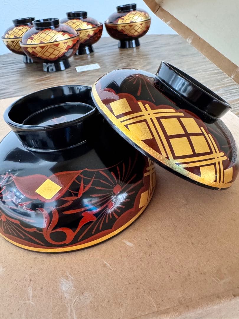 新品　秀衡塗り/お椀 蓋付き/5客セット /漆器 /うるし/漆器／伝統工芸／正月