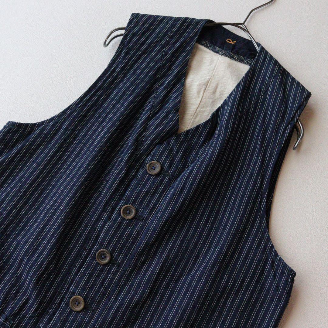 5354【希少　美品】45R ウォバッシュストライプベスト インディゴ　XL