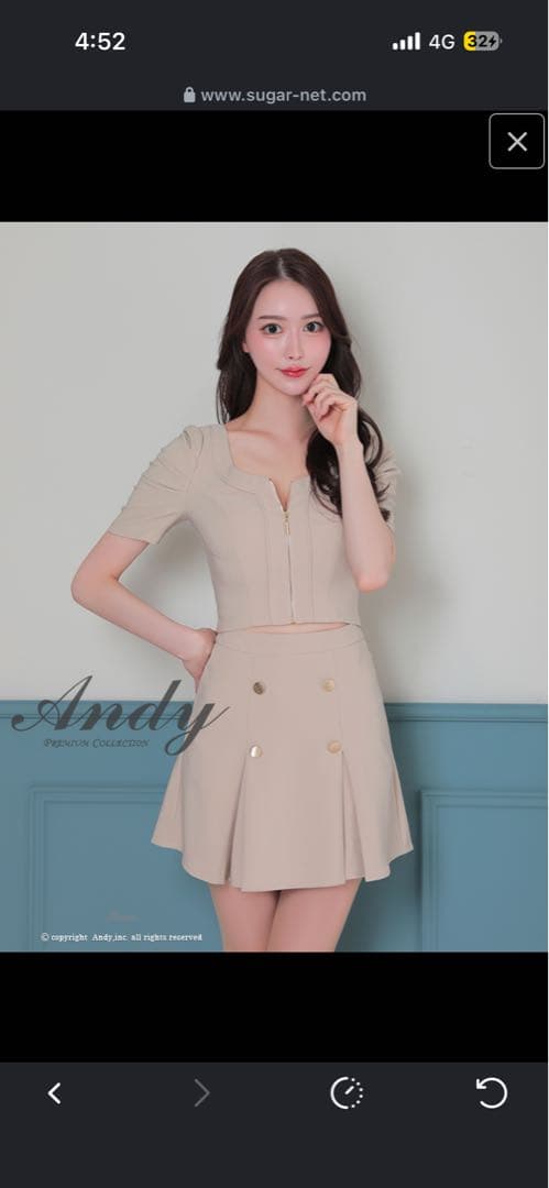 ANDY フロントジップ ベージュミニドレス XSサイズ