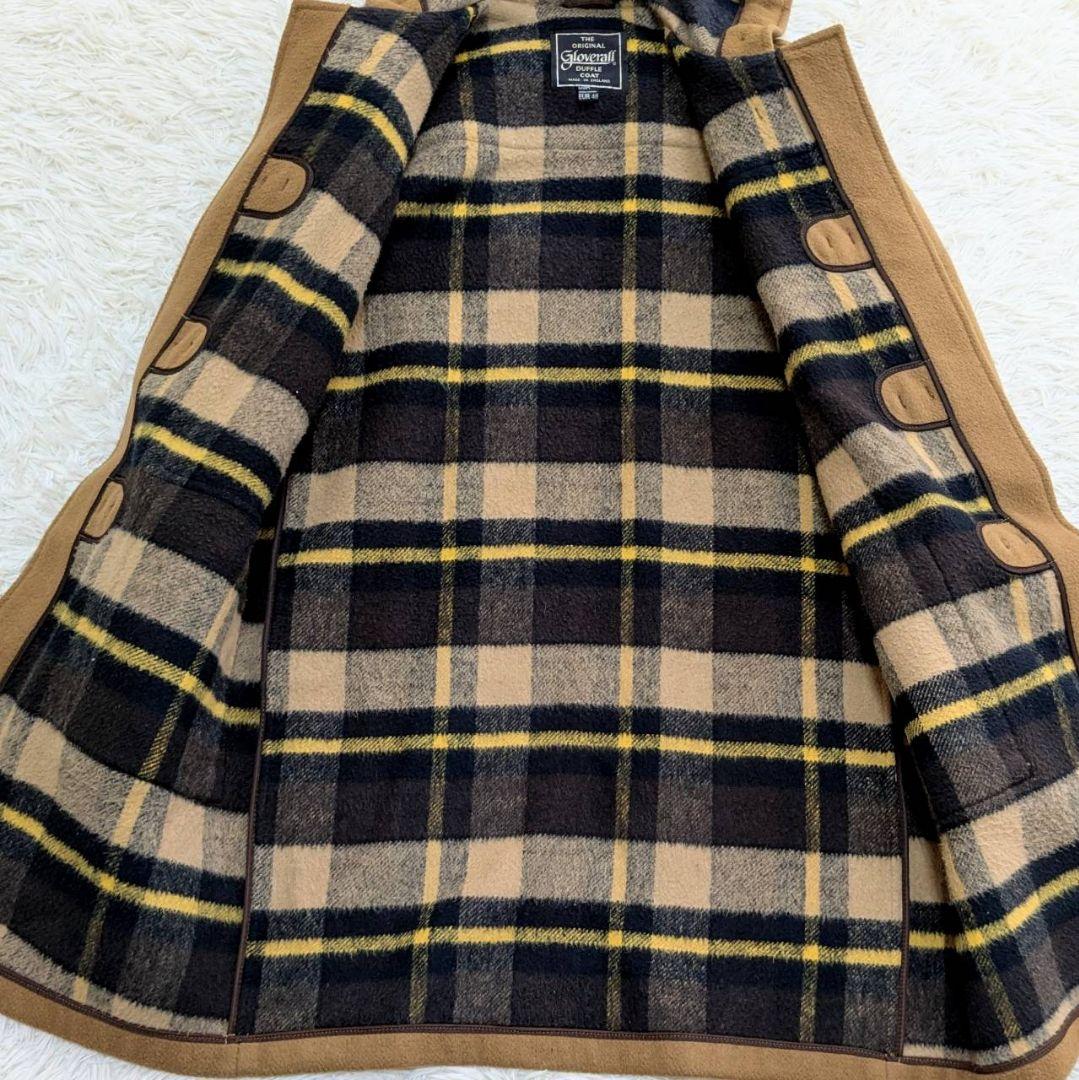 90s グローバーオール ダッフルコート チェック柄 キャメル 英国製 M
