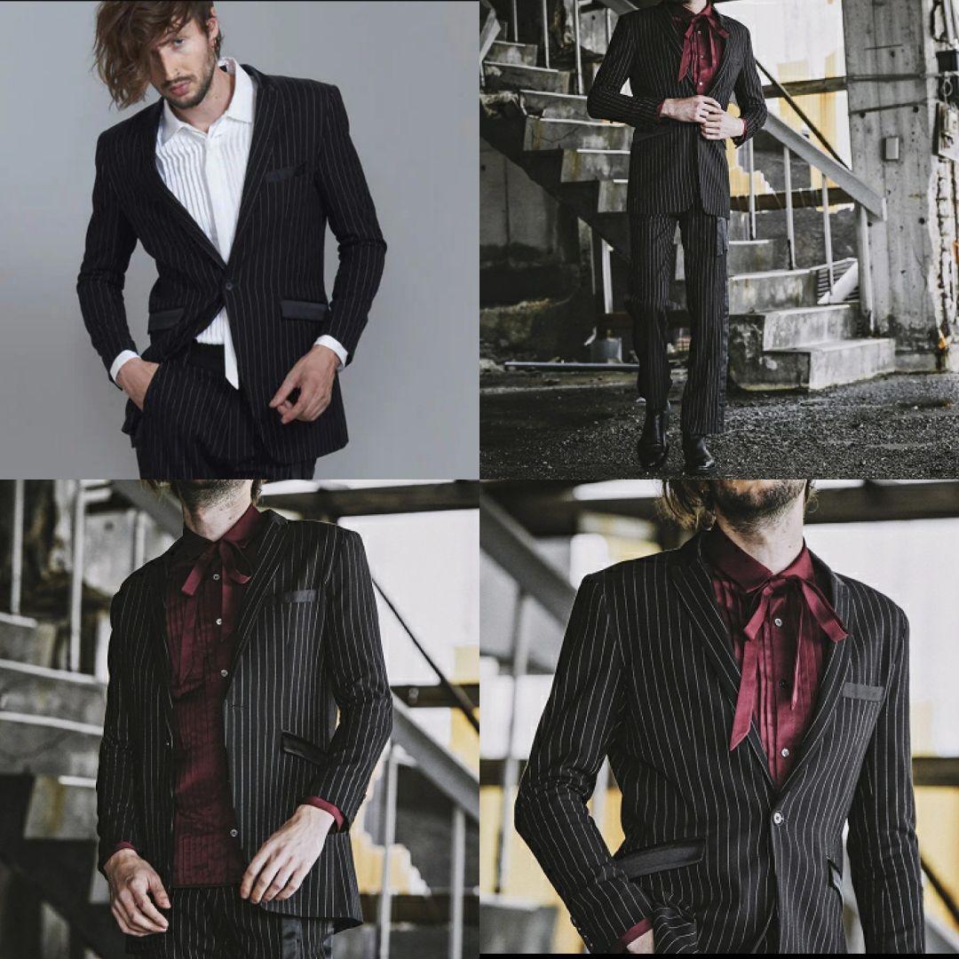 美品■NO ID. BLACK セットアップ ブラック×ストライプ