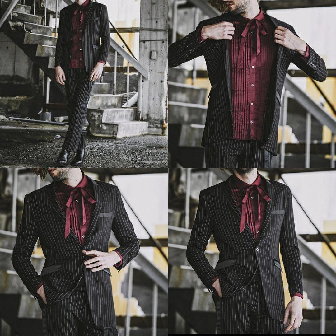 美品■NO ID. BLACK セットアップ ブラック×ストライプ