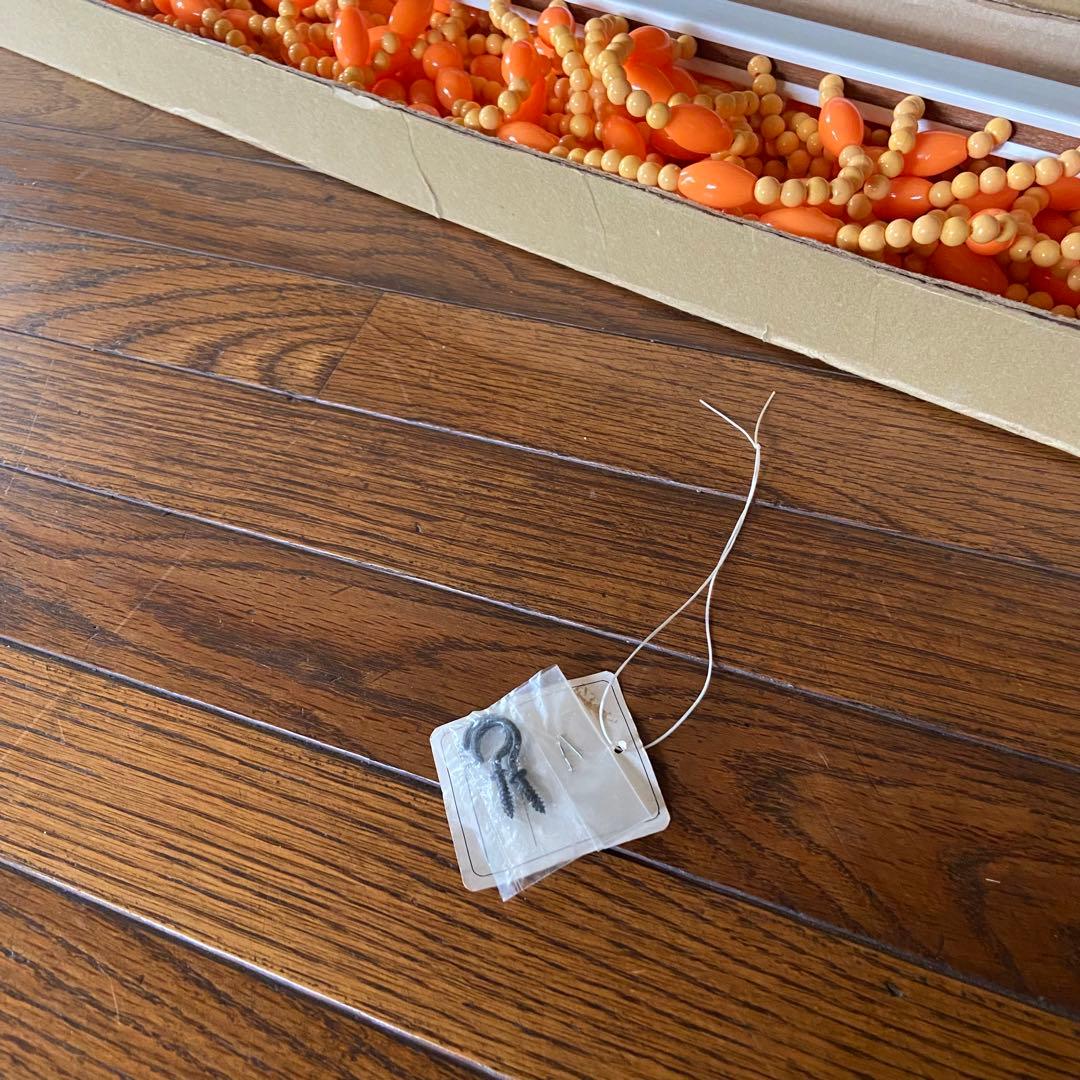 昭和レトロ　ビーズのれん　オレンジ　当時物　レトロポップ　デッドストック