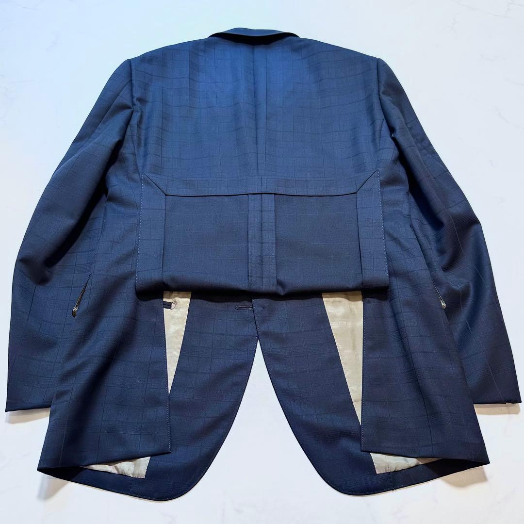 24AW タグ付き◎五大陸 スーツ 山栄毛織 ウール 紺 シャドーチェック A5