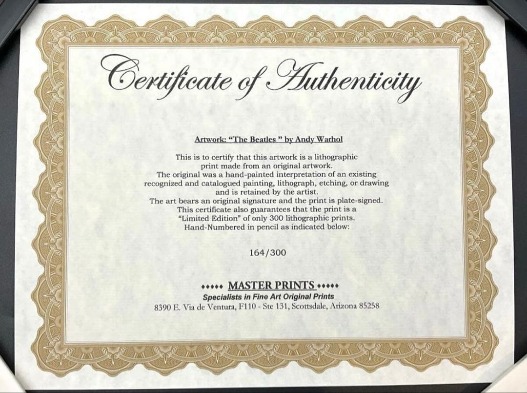 美品 アンディ ウォーホル リトグラフ ビートルズ 世界 300枚限定