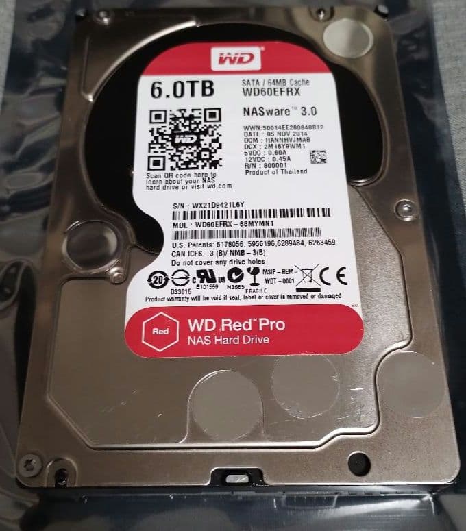 WD Red Pro 6TB WD60EFRX NAS用ハードドライブ