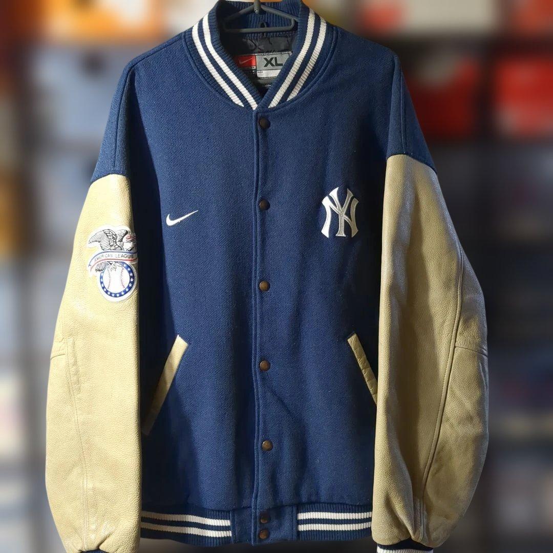 ナイキ ヤンキース 袖レザースタジャン old nike yankees 90s