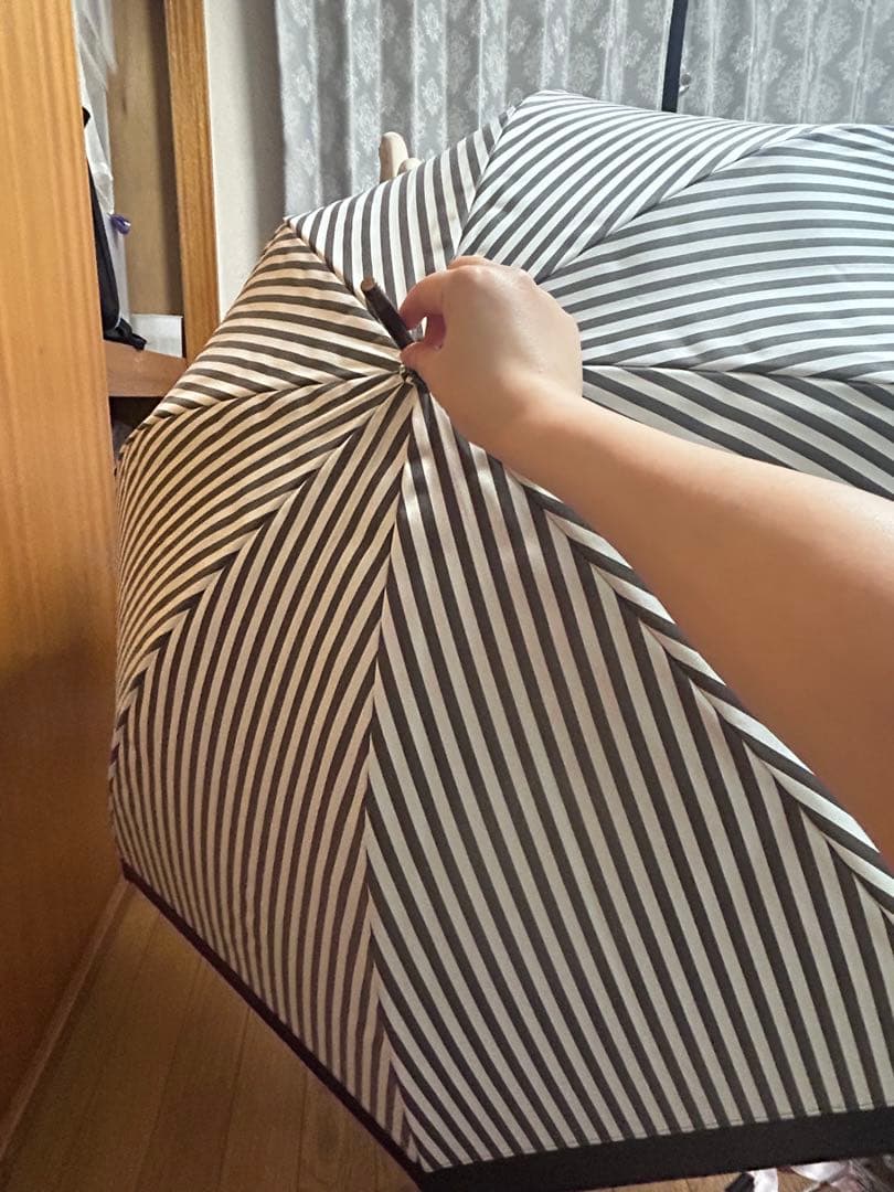 サンバリア100 日傘　長傘 / 白黒ストライプ