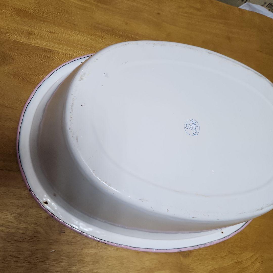 再々値下げ！希少/日本製/白×ピンク/ホーロー/ベビーバス/約66×49