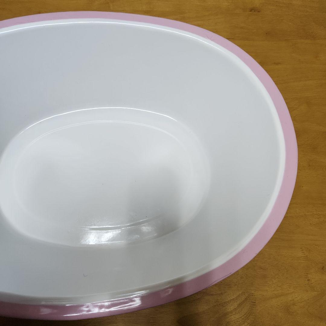 再々値下げ！希少/日本製/白×ピンク/ホーロー/ベビーバス/約66×49