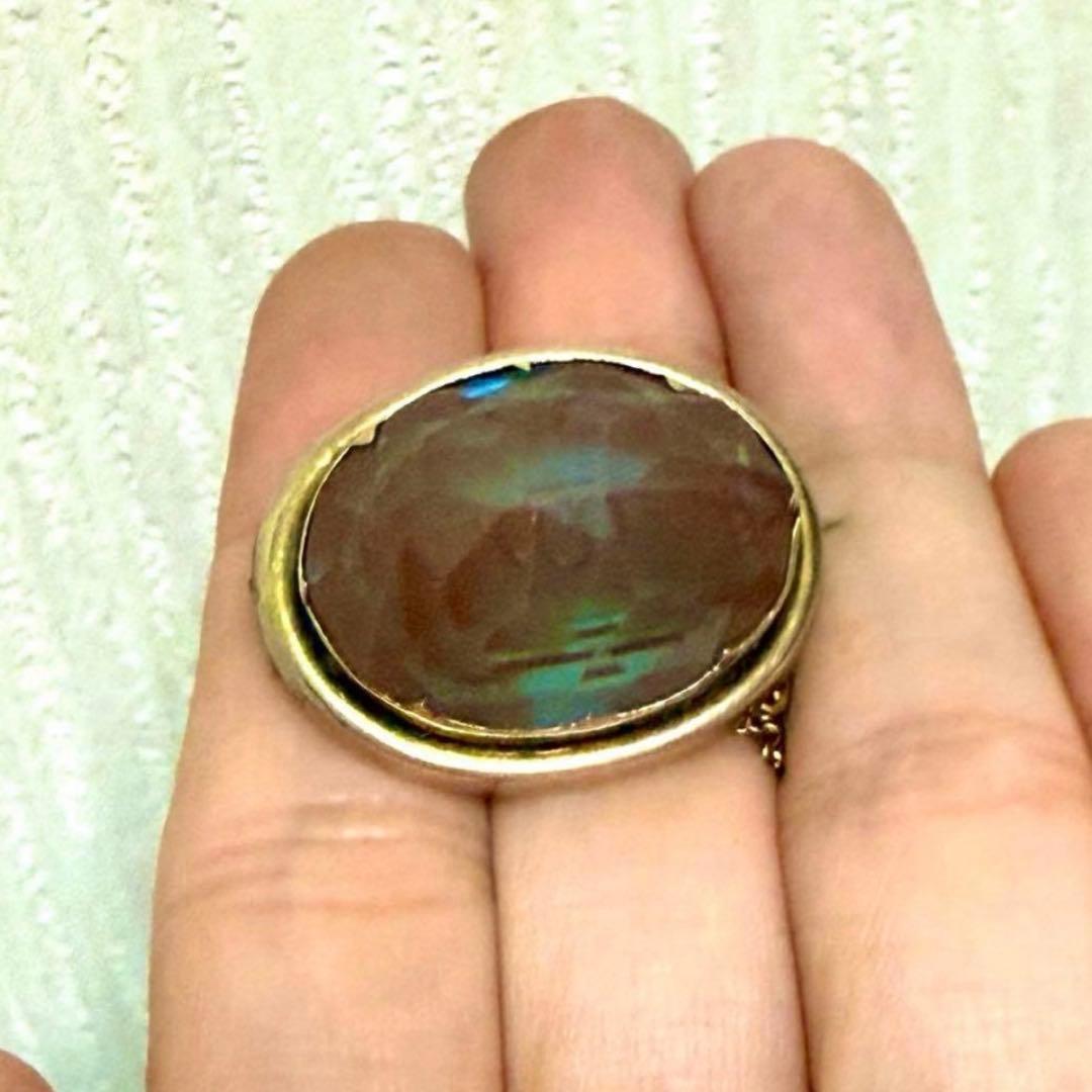 アンティーク　サフィレット　特大オーバル　ブローチ　ペンダントトップ　2ウェイ