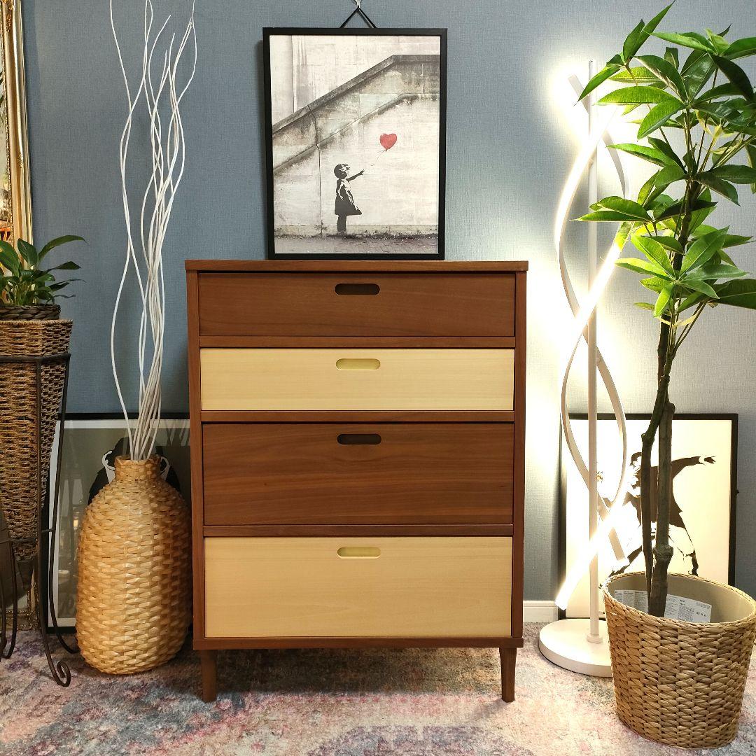 KEYUCA（ケユカ）リバーシブル引き出し 4段チェスト 北欧 ナチュラル