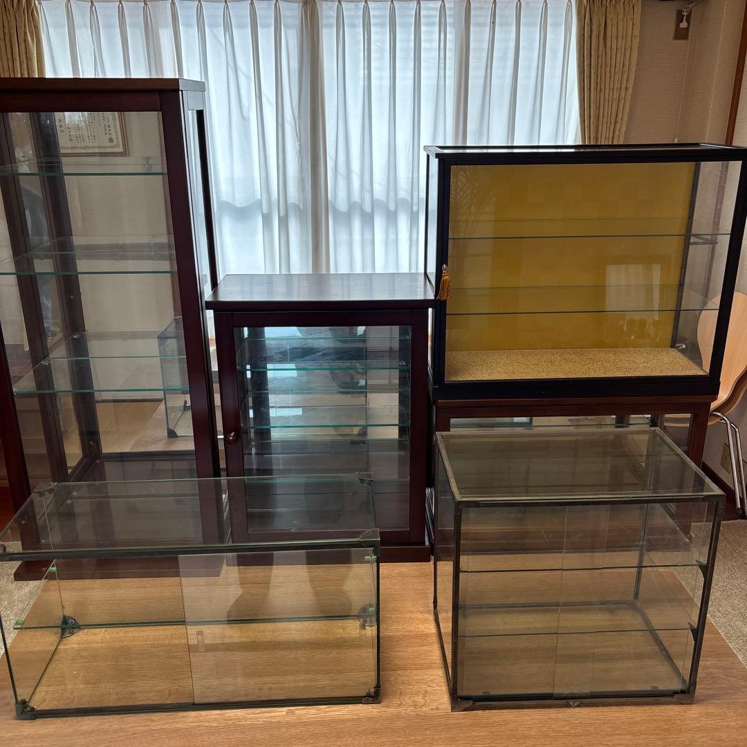 最終値下げですガラスケース 、コレクションケース、飾り棚、キュリオケースなど6点