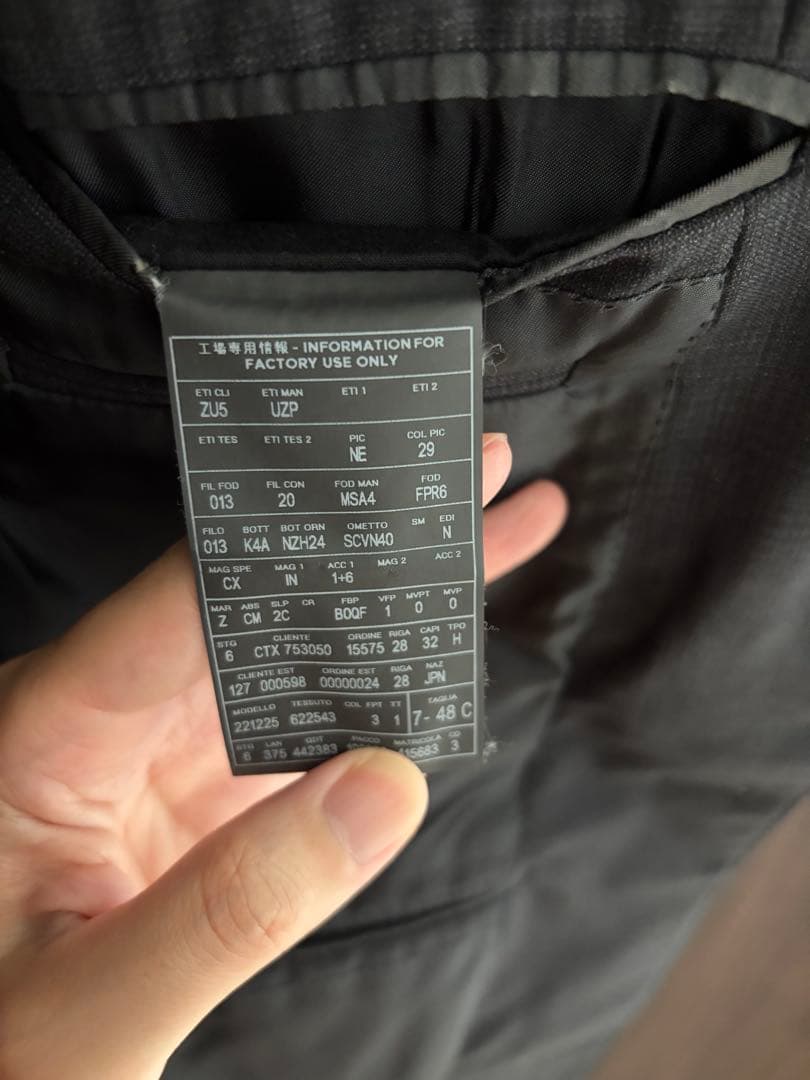 ゼニア　スーツ　チャコールグレー