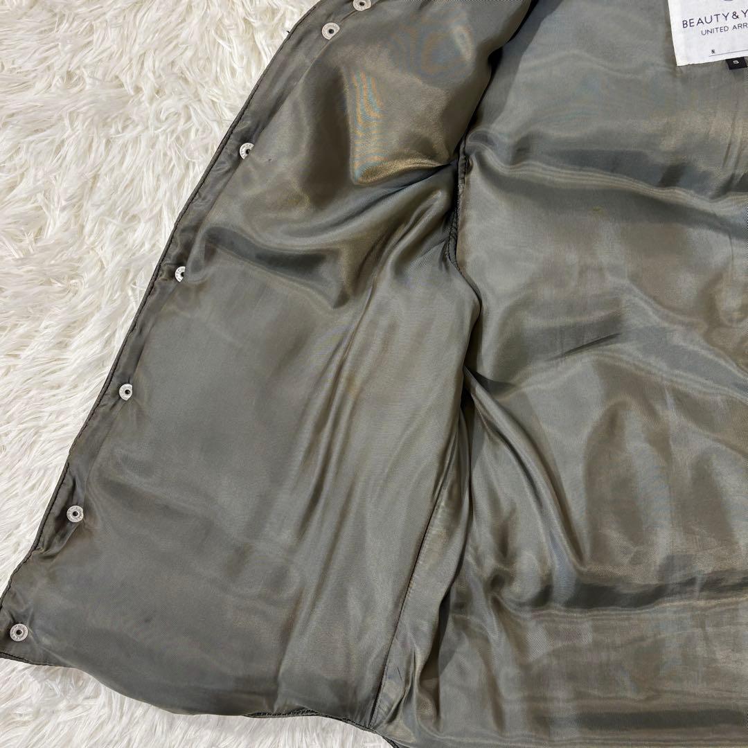 UNITED ARROWS ダウンベスト ラムレザー 羊革 ブラック 本革 S