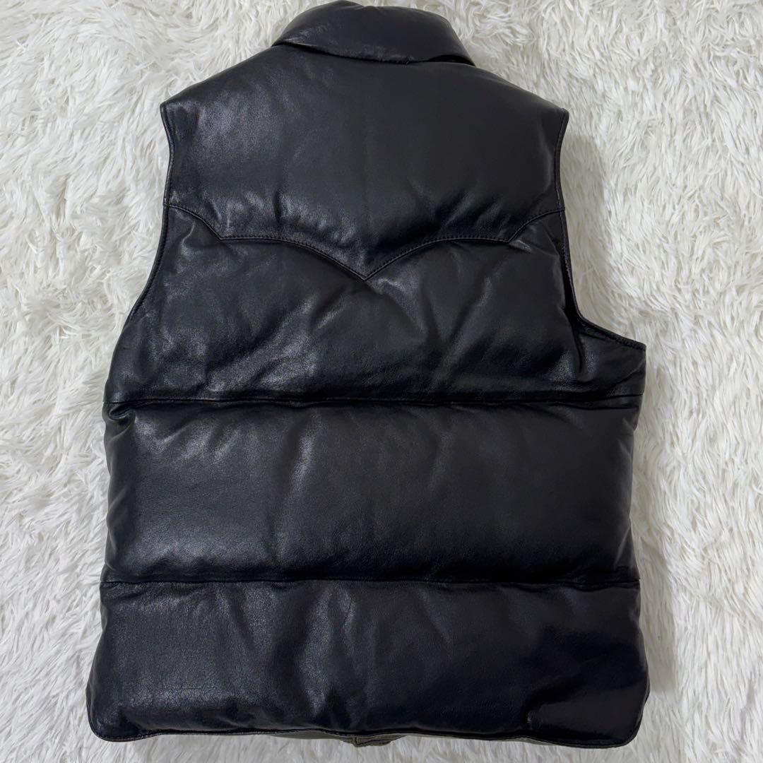 UNITED ARROWS ダウンベスト ラムレザー 羊革 ブラック 本革 S