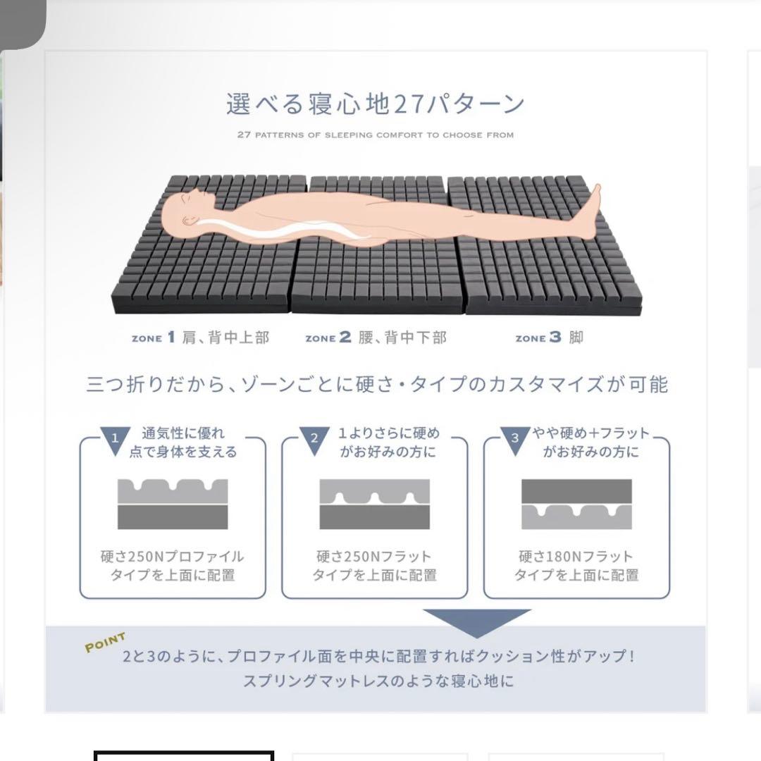 【美品】gokumin プレミアムグランマットレス 3つ折り シングル