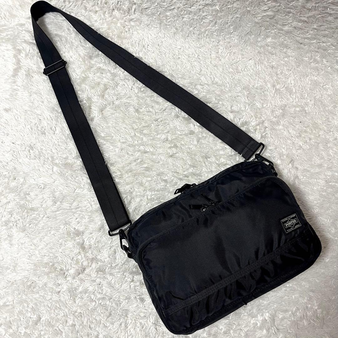 ✨未使用級✨PORTER フラッシュ 現行タグ ショルダーバッグ ブラック