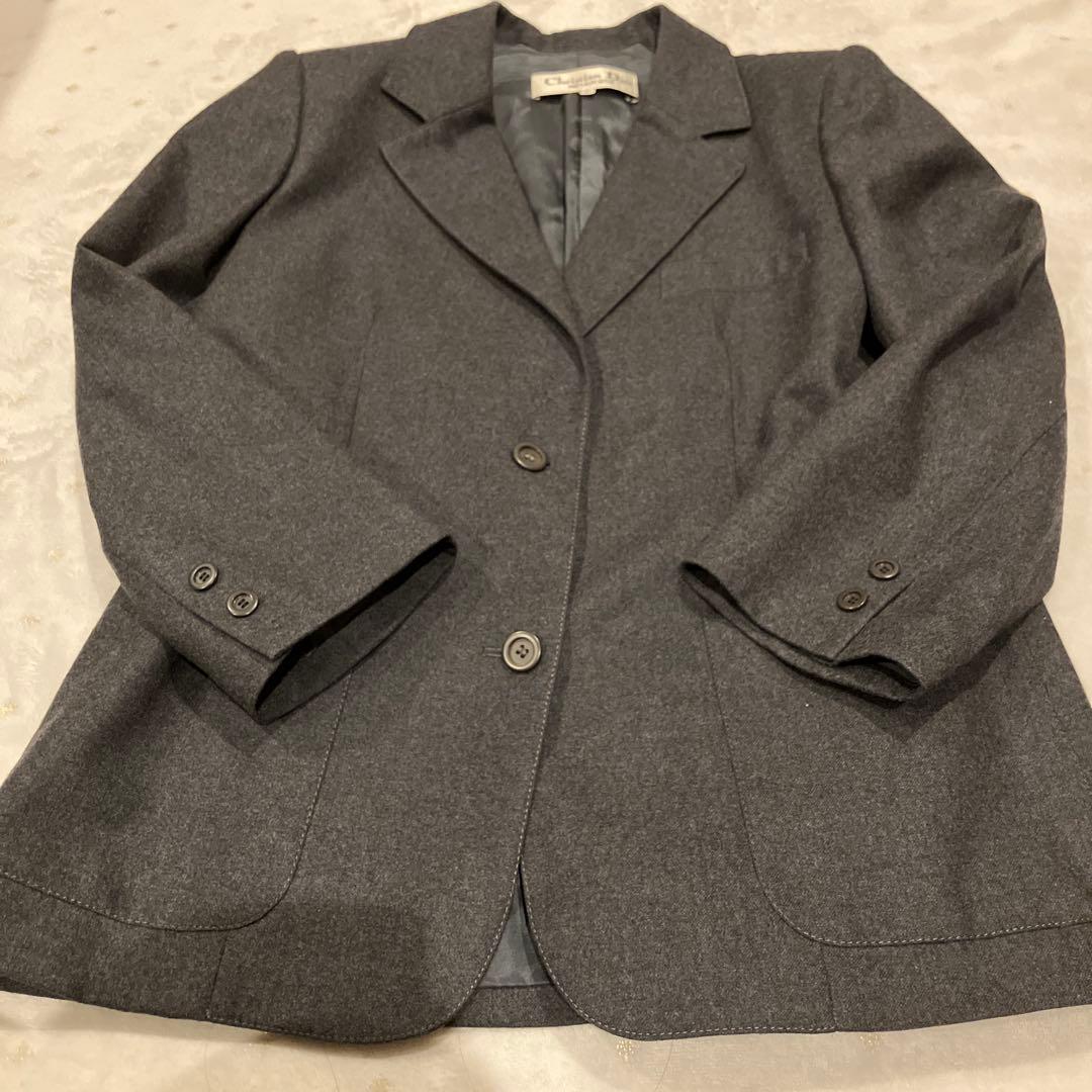 極美品　Christian Dior グレー テーラードジャケット　ウール　L