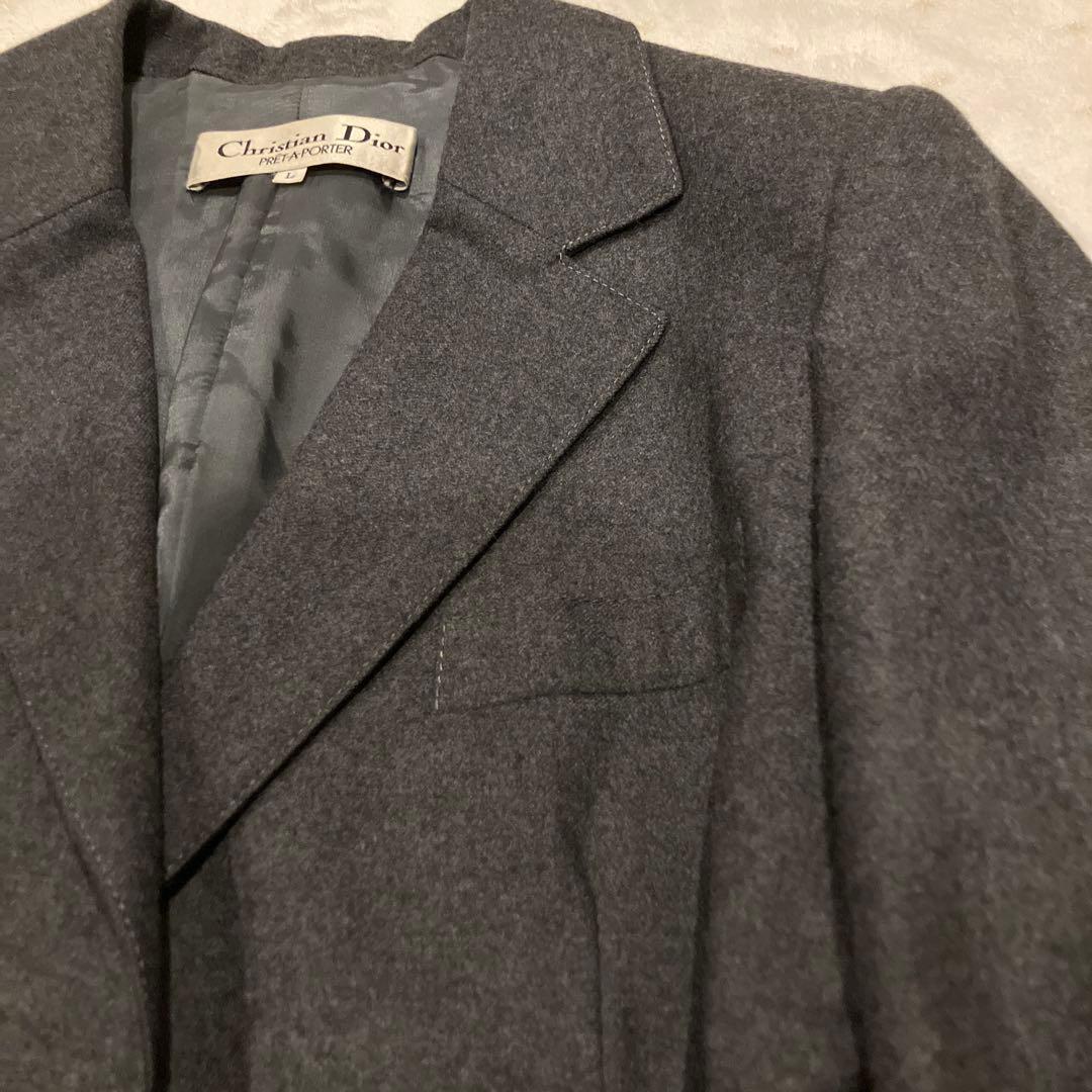 極美品　Christian Dior グレー テーラードジャケット　ウール　L