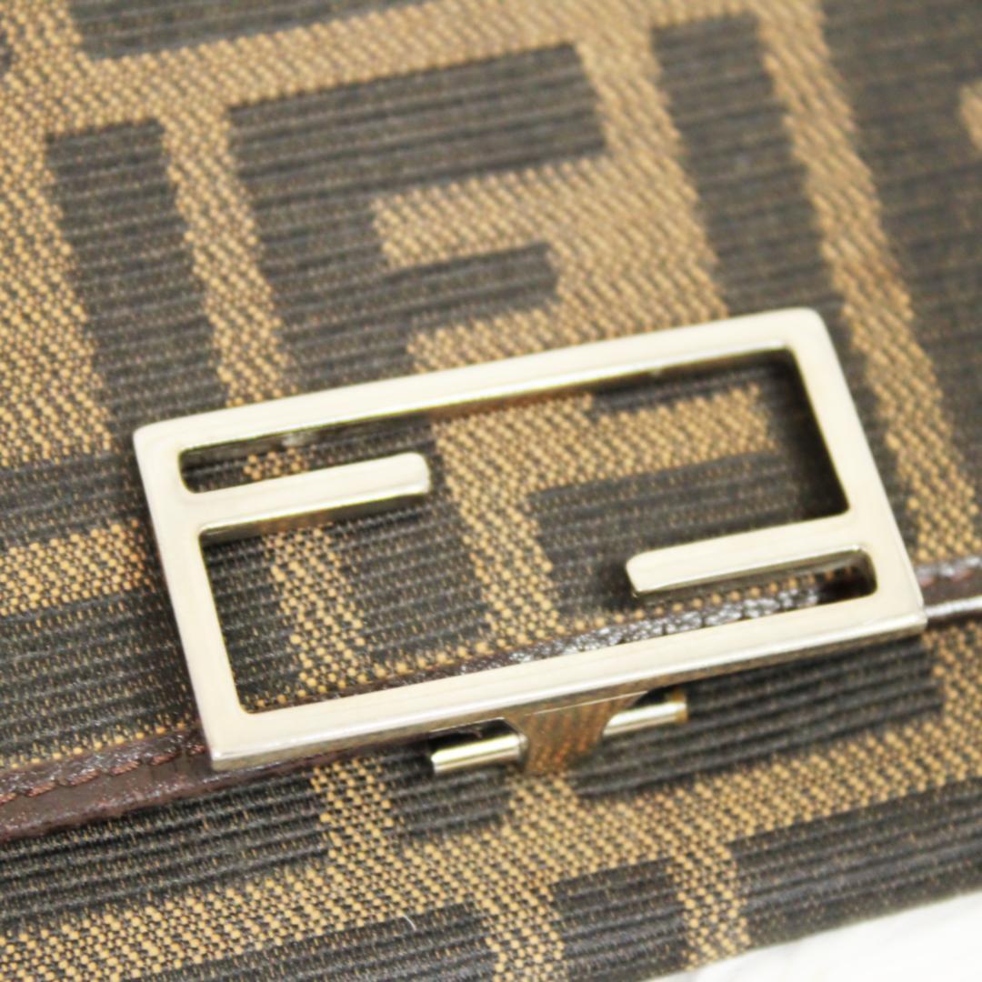 激レア 美品 フェンディ 長財布 マンマ金具 ズッカ柄 キャンバス ブラウン