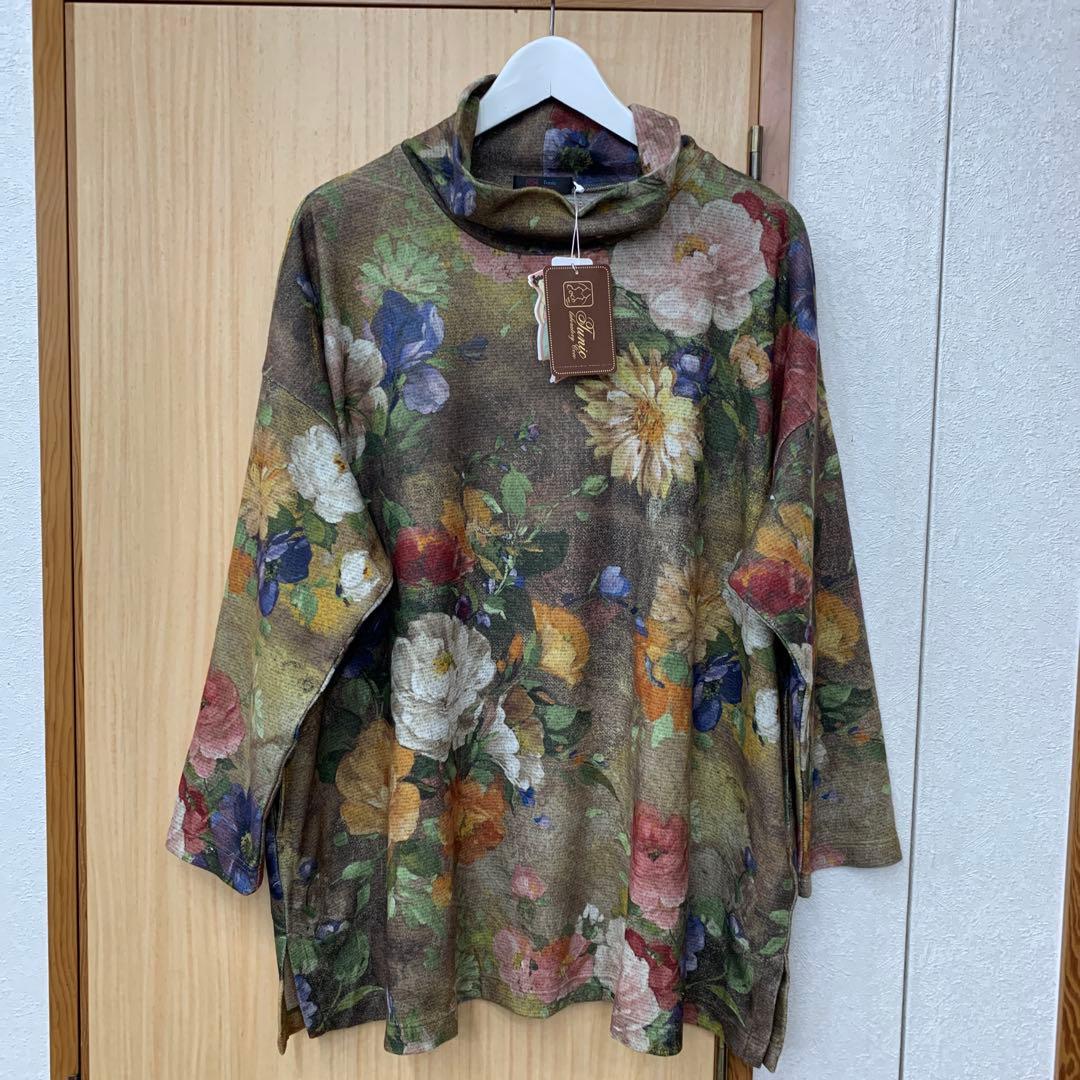 鴨居羊子　TUNIC ふんわり起毛　ゆったりシルエット　長袖トップス