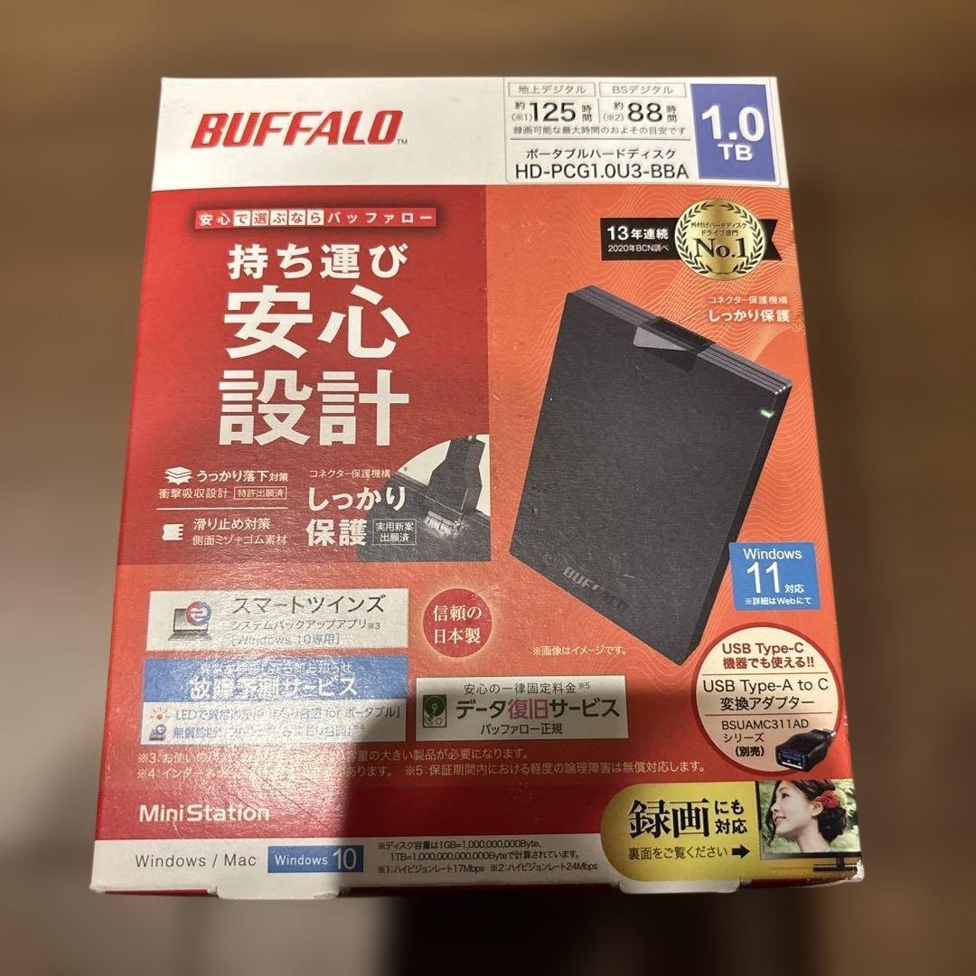 BUFFALO ポータブルハードディスク HD-PG1.0U3-BBA