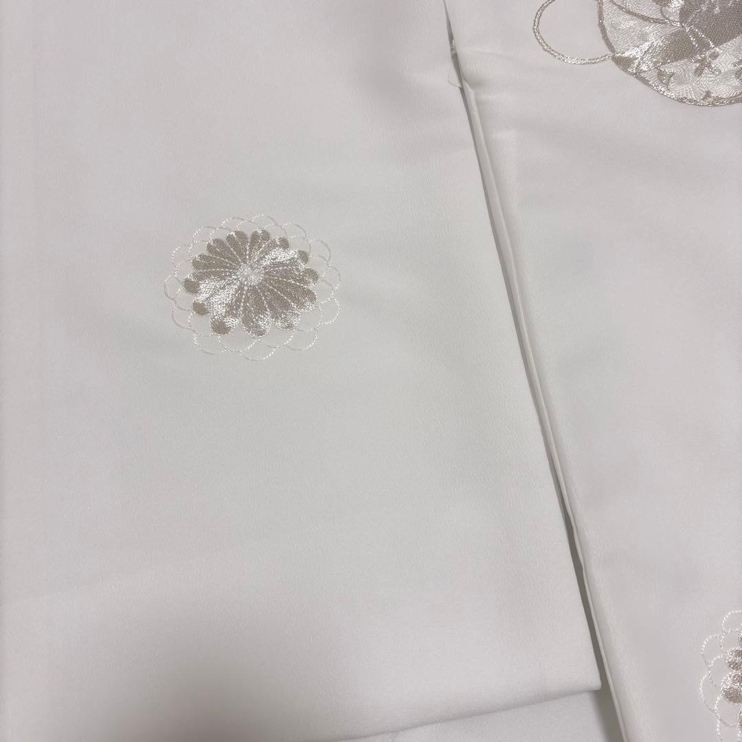 【新品】日本製 お宮参り 産着 銀駒刺繍入り 合繊 祝着 鈴柄 純白