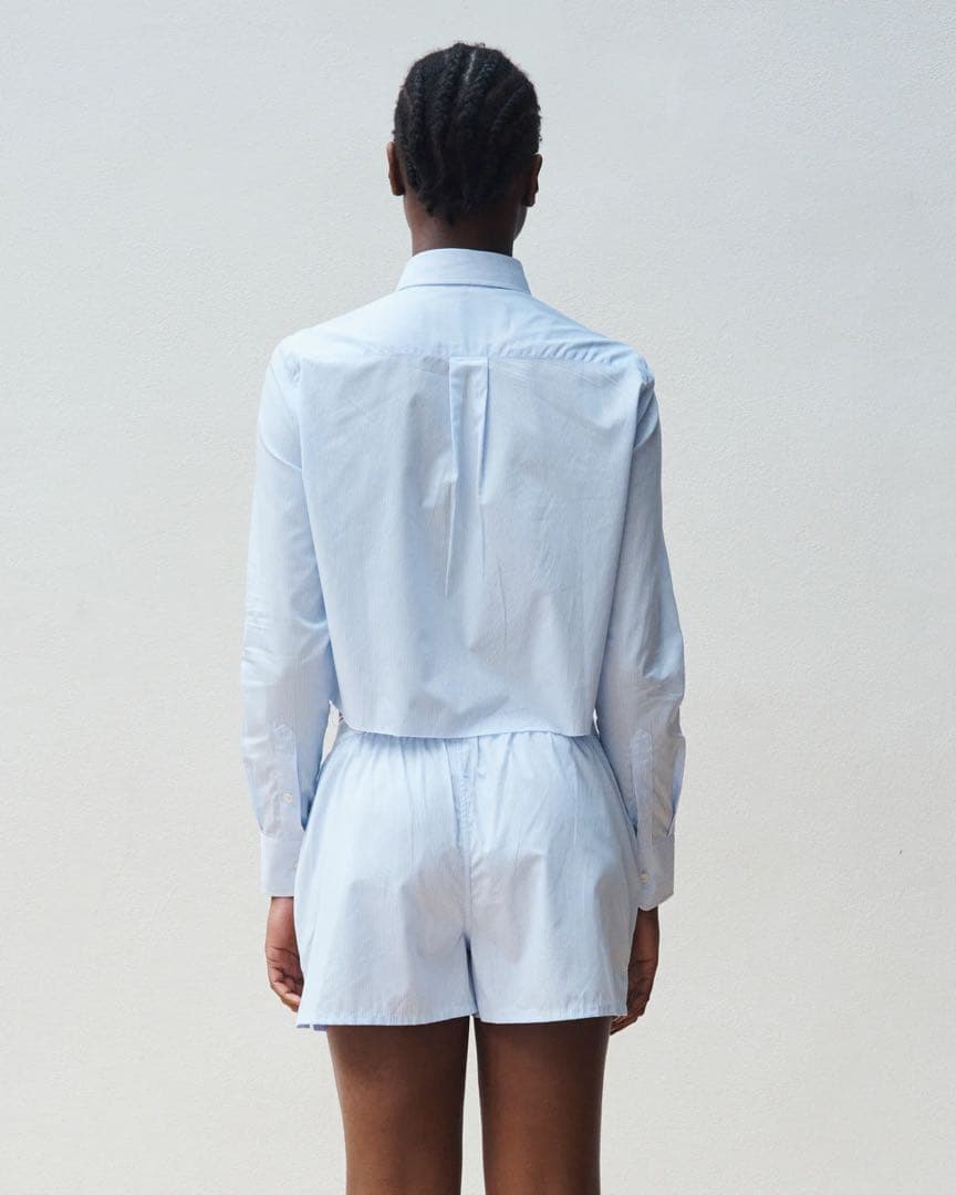 トップス CROPPED SHIRT IN MINI STRIPE hommegirls